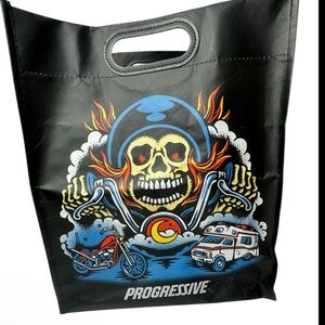 Black Skull Motorcycle Reusable Shopping Bag